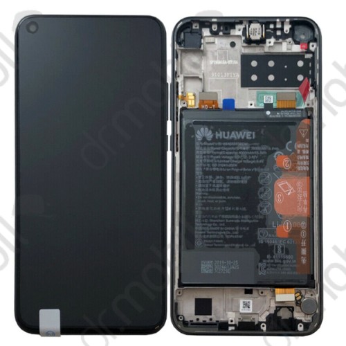 Kijelző érintőpanel Huawei P40 Lite E fekete komplett kerettel (akkumulátor, hangszóró) 02353FMW